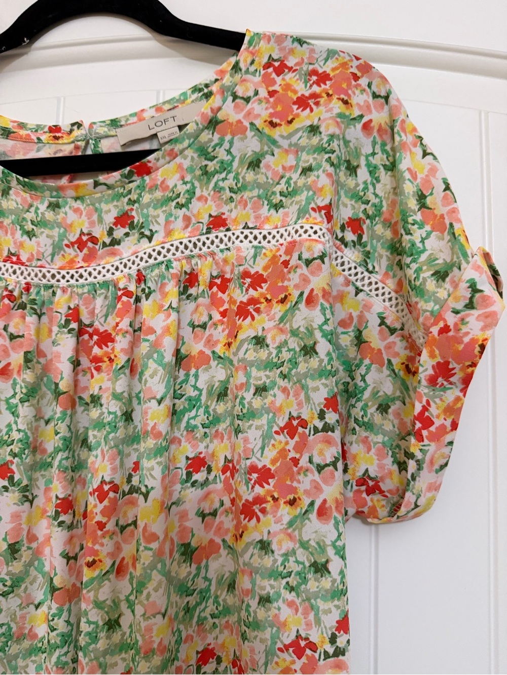 LOFT Floral Blouse in Green, Pink, Orange - Picture 4 of 16